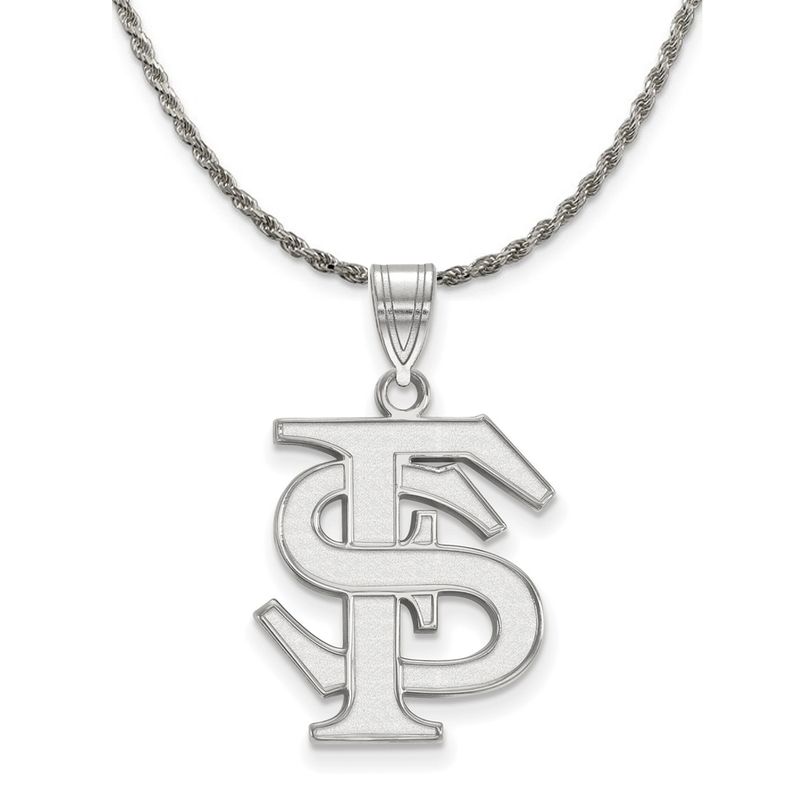 Sterling Silver Florida State Large Fs Necklace  26 Inch